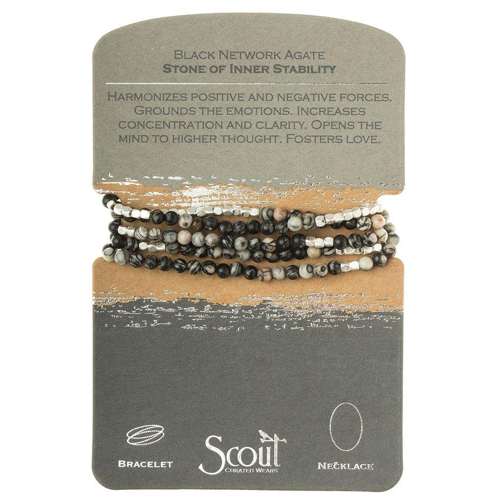 Scout Curated Wears  Black Network Agate Stone Wrap - Stone of Inner Stability