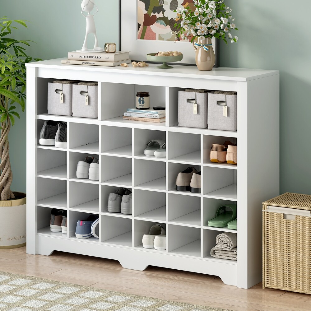 24 Shoe Cubby Cabinet with Curved Base