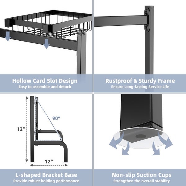 2 Tier Adjustable Over Sink Dish Drying Rack with 8 Hooks - 21-39