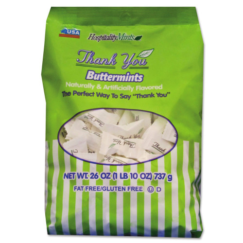 Hospitality Mints Thank You Buttermints Candies， 26 oz Bag (000501)