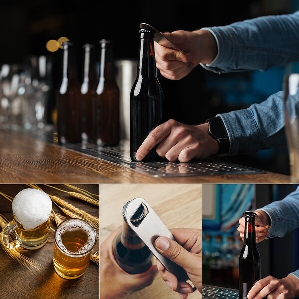 2pcs Stainless Steel Flat Beer Bottle Opener for Bar Use