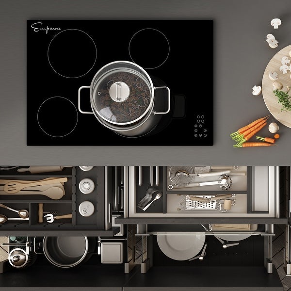 30-in 4 Elements Radiant Electric Cooktop Including Dual-Ring Element - 30