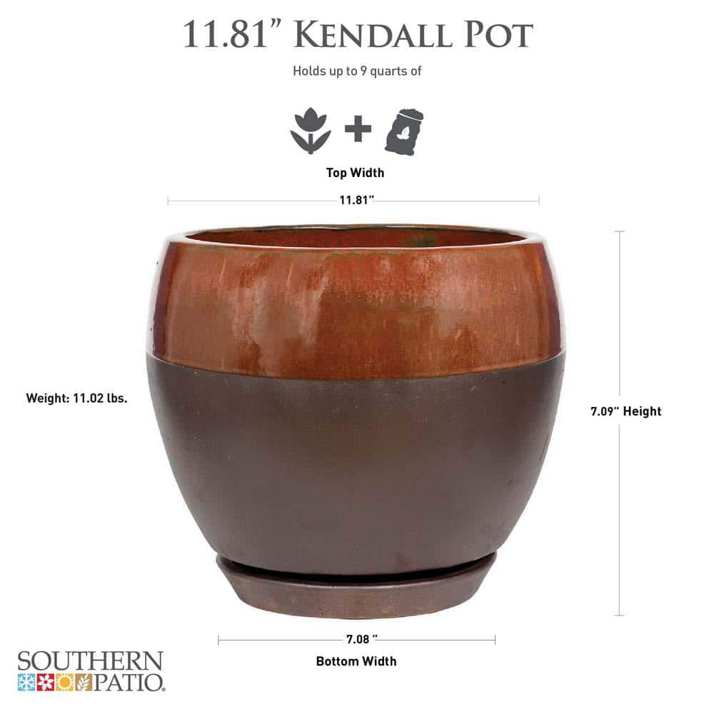 Southern Patio Kendall 11.81 in. x 7.09 in. 4 qt. Copper Ceramic Indoor Egg IndoorOutdoor Planter CRM-031130