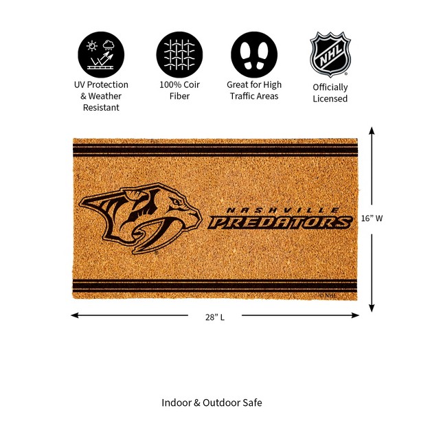 Evergreen Nashville Predators Logo Turf Mat Brown 28 X 16 Inches Indoor Outdoor Doormat