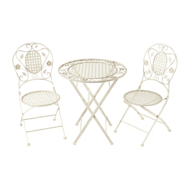 Hastings Home Folding Bistro Table And Chairs 3pcs White