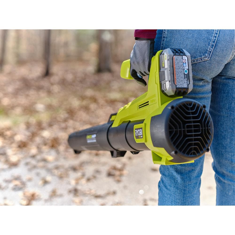 RYOBI ONE+ HP 18V Brushless 110 MPH 350 CFM Cordless Variable-Speed Jet Fan Leaf Blower w/ 4.0 Ah Battery and Charger P21120