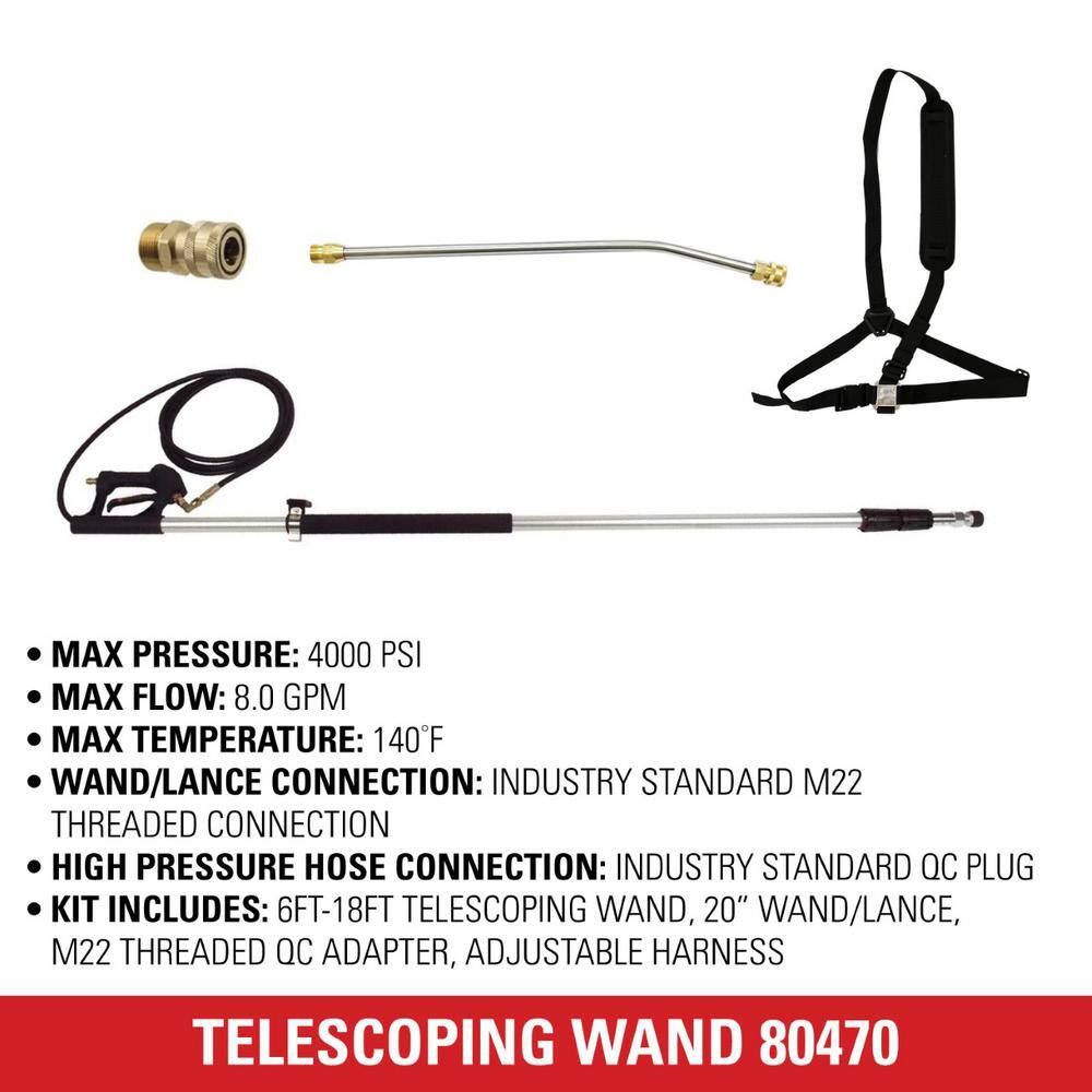 SIMPSON 18 ft. Telescoping Wand for Cold Water 4000 PSI Pressure Washers Includes 20