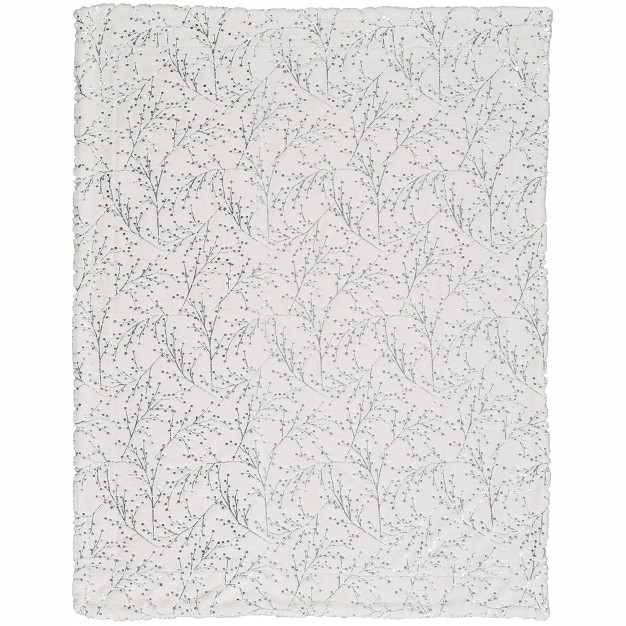 Mina Victory Faux Fur Metallic Branches Throw Blanket