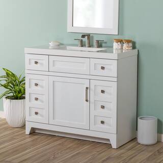 Home Decorators Collection Rosedale 42.5 in. W x 18.75 in. D Bath Vanity in White with Cultured Marble Vanity Top in White with Integrated Sink RD42P2-WH