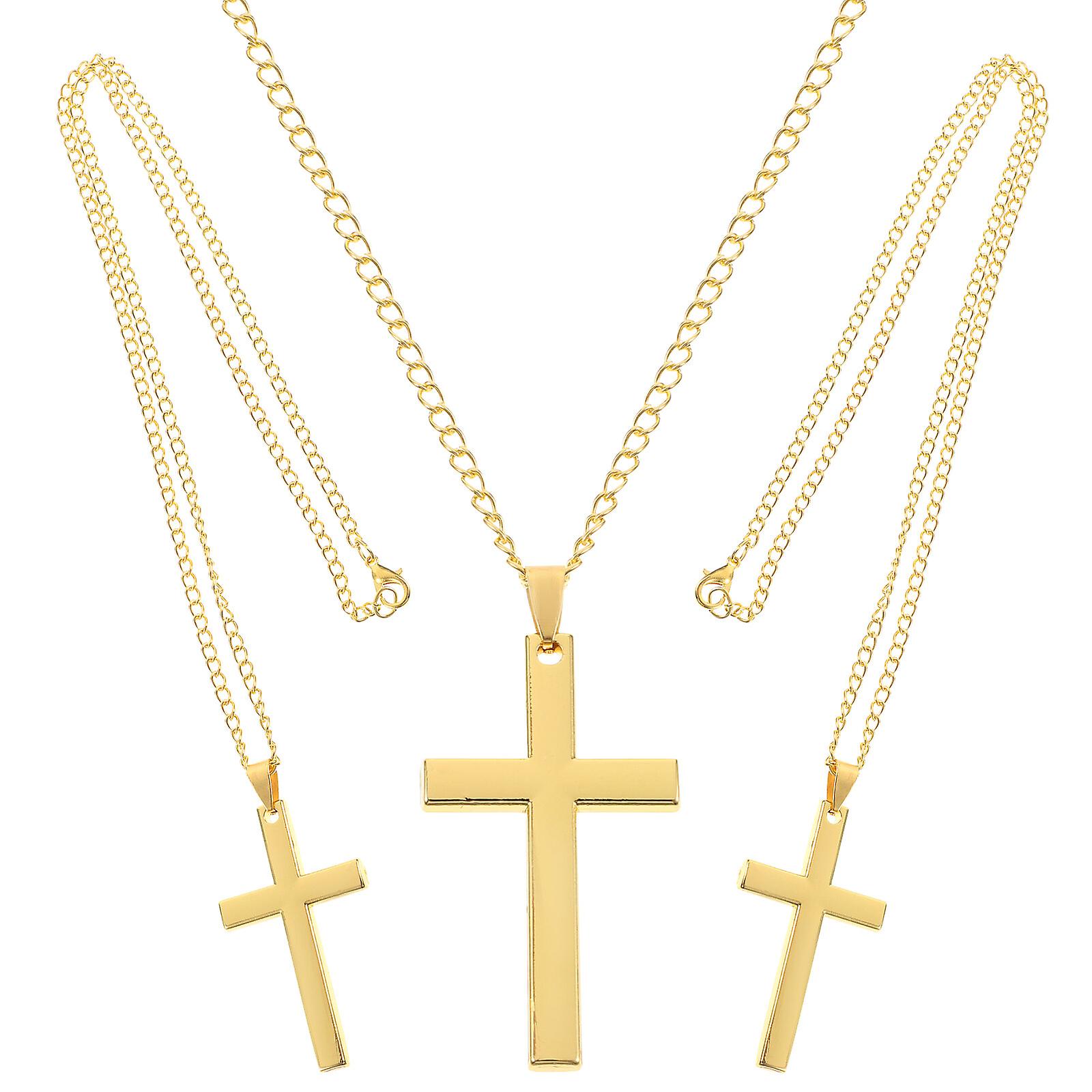 3pcs Cross Pendant Necklaces Decorative Cross Necklaces Cross Chains Cross Necklaces