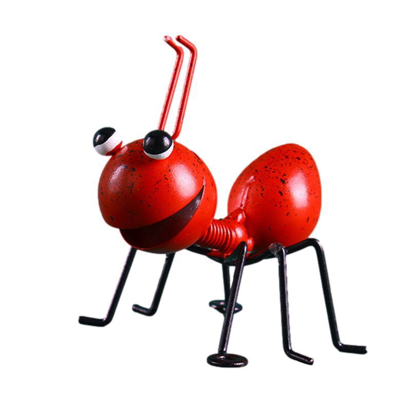 Teblacker Metal Ant Figurine Insect Statue Outdoor Garden Lawn Yard Decor Home Ornament(Red)