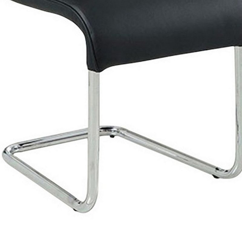 Mauna Contemporary Black Side Chair With Steel Tube， Black Finish， Set of 2