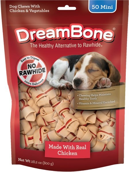 DreamBone Mini Chews Chicken Flavor  Dog Treats， 50 count