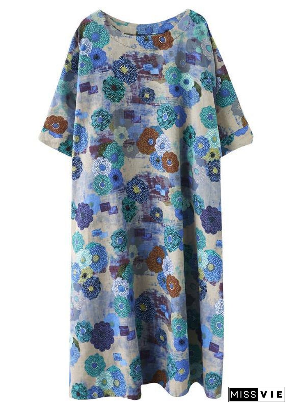 Boutique Print Batwing Sleeve Pocket Summer Cotton Dress