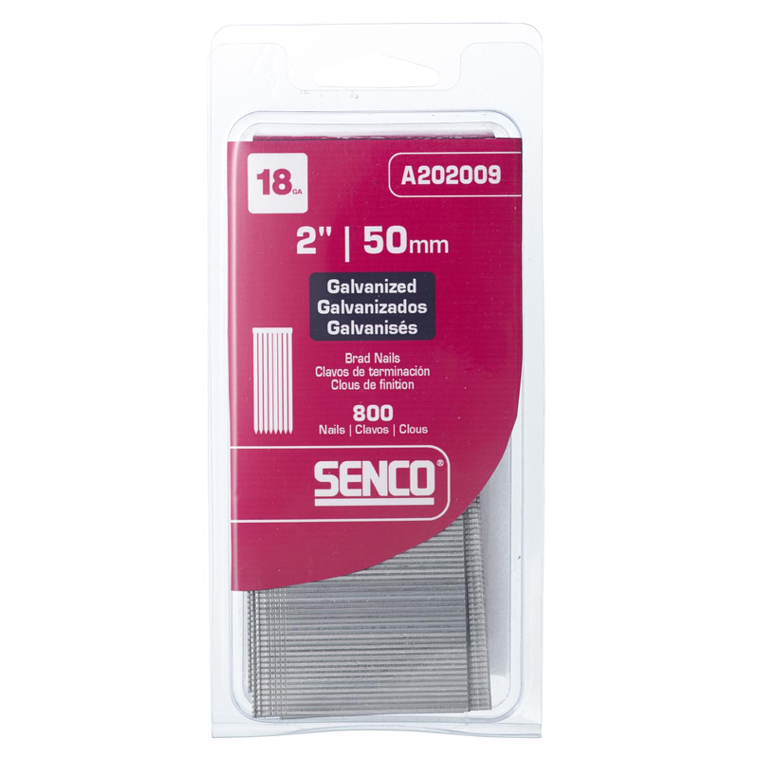 Senco 2 in. 18 Ga. Straight Strip Galvanized Brad Nails 800 pk