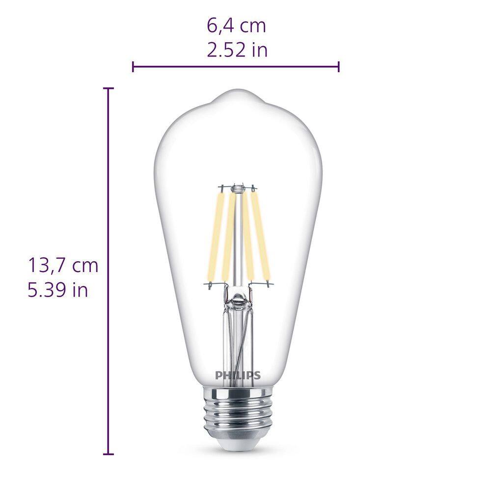 Philips 40-Watt Equivalent ST19 Clear Glass Dimmable E26 Vintage Edison LED Light Bulb Daylight 5000K (2-Pack) 564864