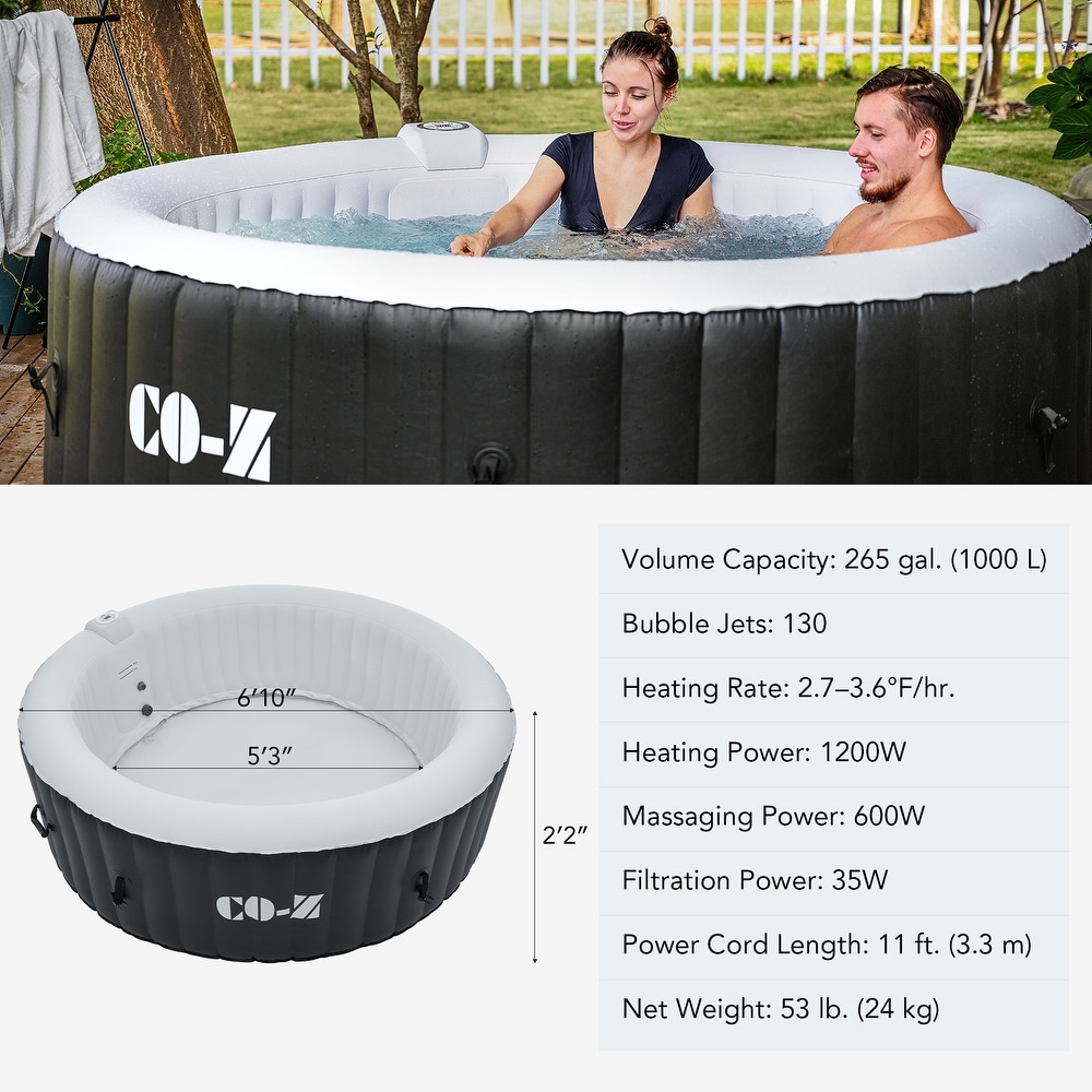 CO Z Round Inflatable Hot Tub  6 Person Blow Up Portable Hot Tub