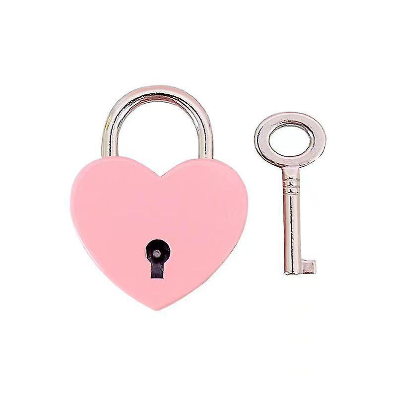 Small Metal Heart Padlock， Mini Lock With Key Compatible With Jewelry Storage Box Diary Book， Pink