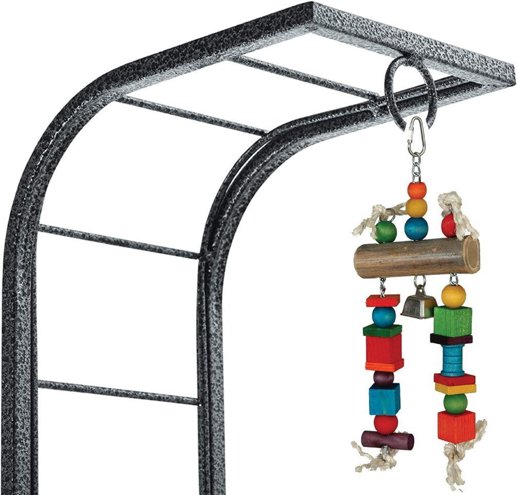 Large Elegant and Durable Wrought Iron Parrot Bird Play Rolling Stand Perch Gym Ground with Metal Ladder Toy Hook