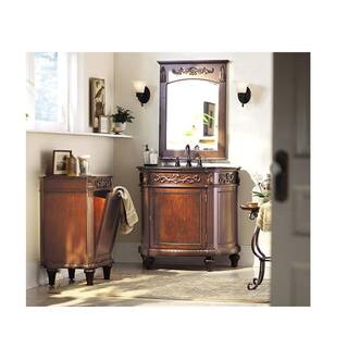 Home Decorators Collection 26 in. W x 35 in. H Framed Rectangular Bathroom Vanity Mirror in Antique Cherry 1590400190