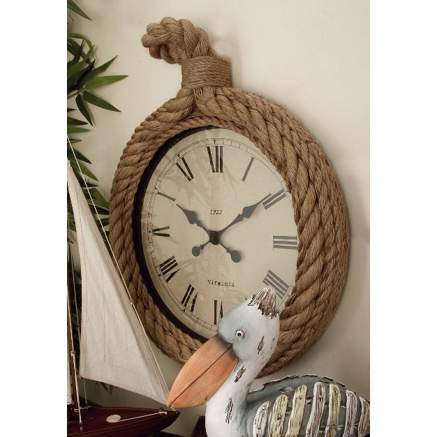 Jute Wall Clock With Rope Detailing Beige Olivia amp May