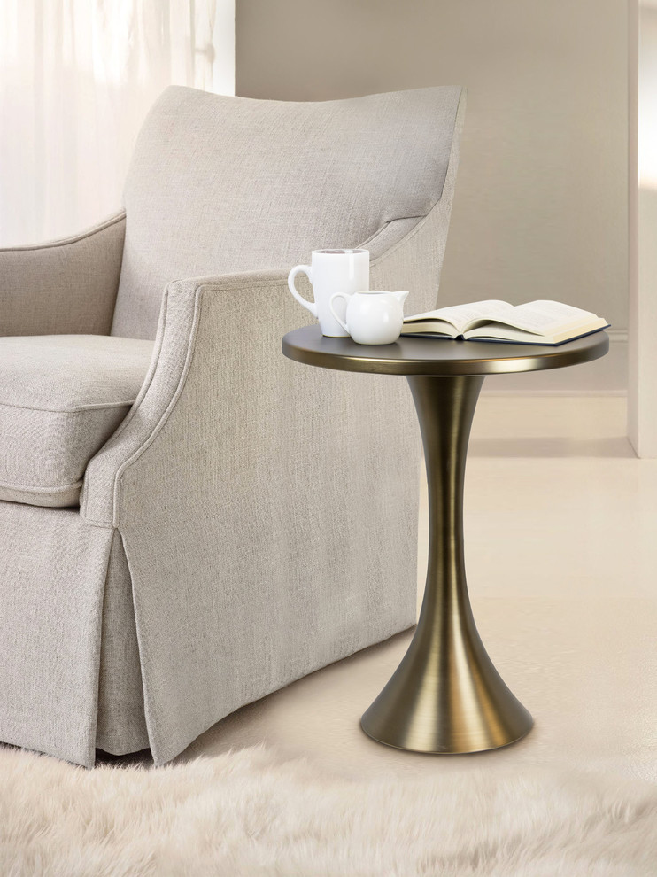 24 quotH Round Metal Matte Golden Bronze Accent Table   Contemporary   Side Tables And End Tables   by Grandview Gallery  Houzz