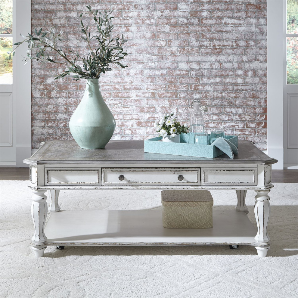 Liberty Furniture Magnolia Manor Rectangular Cocktail Table in White   Farmhouse   Coffee Tables   by Unlimited Furniture Group  Houzz