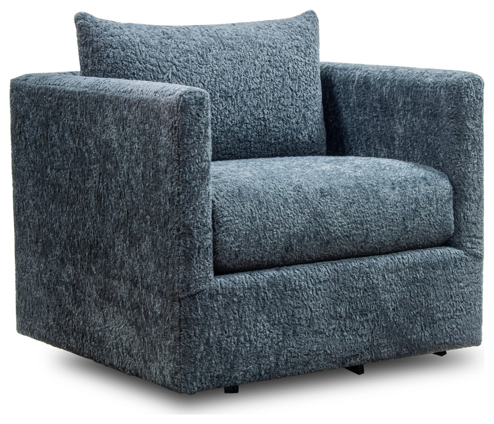 Wilmer Swivel Chair Aries Charcoal Plush Fabric   Transitional   Armchairs And Accent Chairs   by Buildcom  Houzz