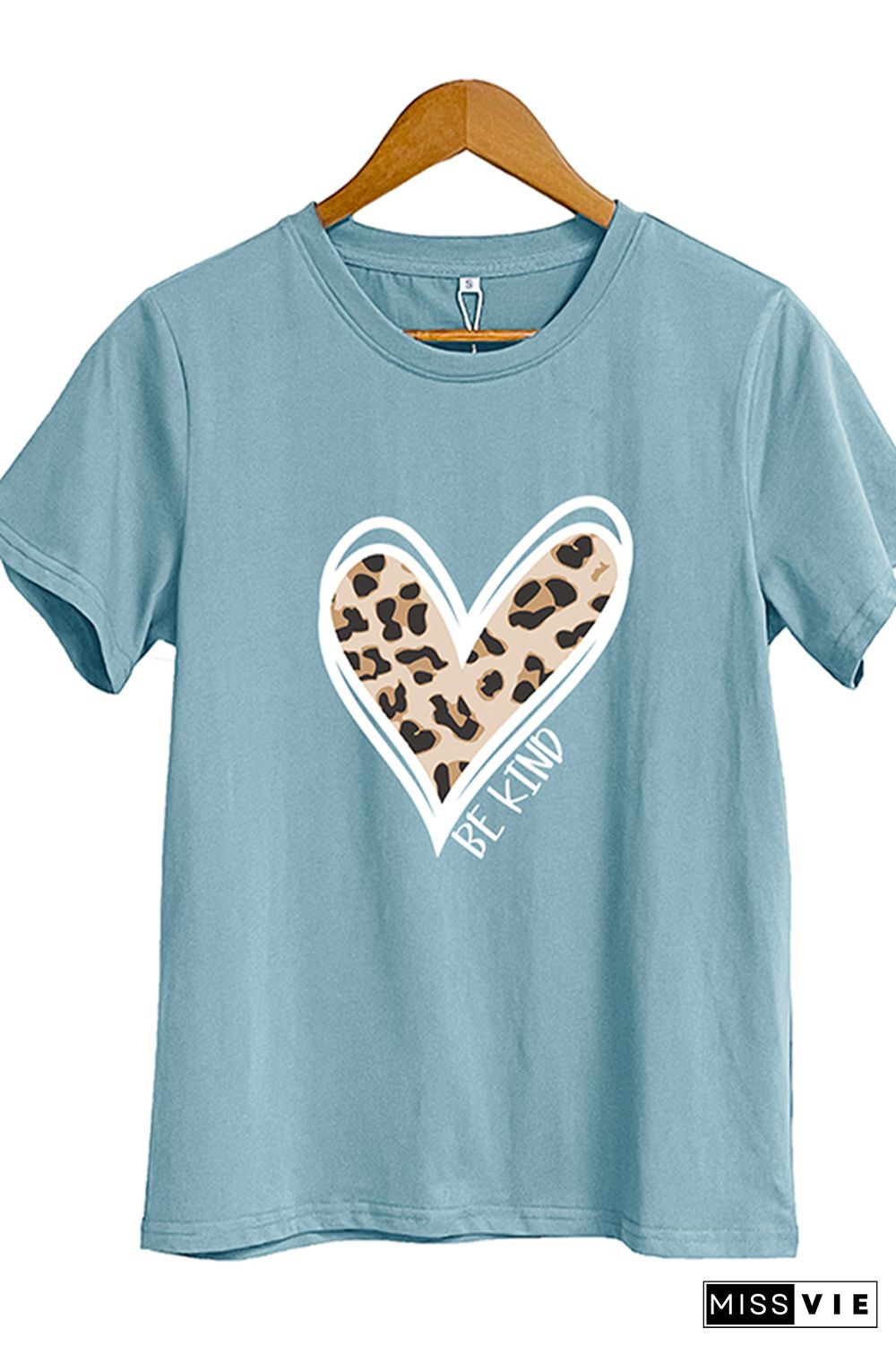 Be Kind Leopard Heart Short Sleeve Graphic Tee Wholesale