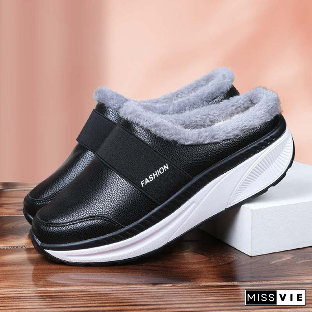 Trendying Winter Fashion Women's Wedge Shoes Ladies Cotton Slippers Comfortable Non-Slip Fitness Shoes Warm Shoes Size 35-42