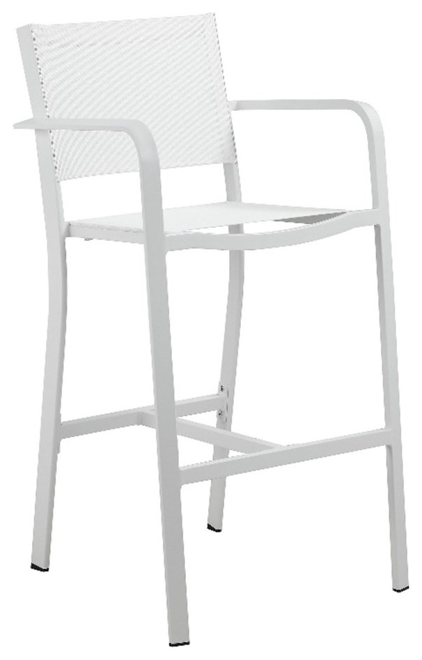 Keli 44 Inch Set of 6 Bar Stool White Aluminum Rust Resistant Frames   Contemporary   Outdoor Pub And Bistro Sets   by Homesquare  Houzz