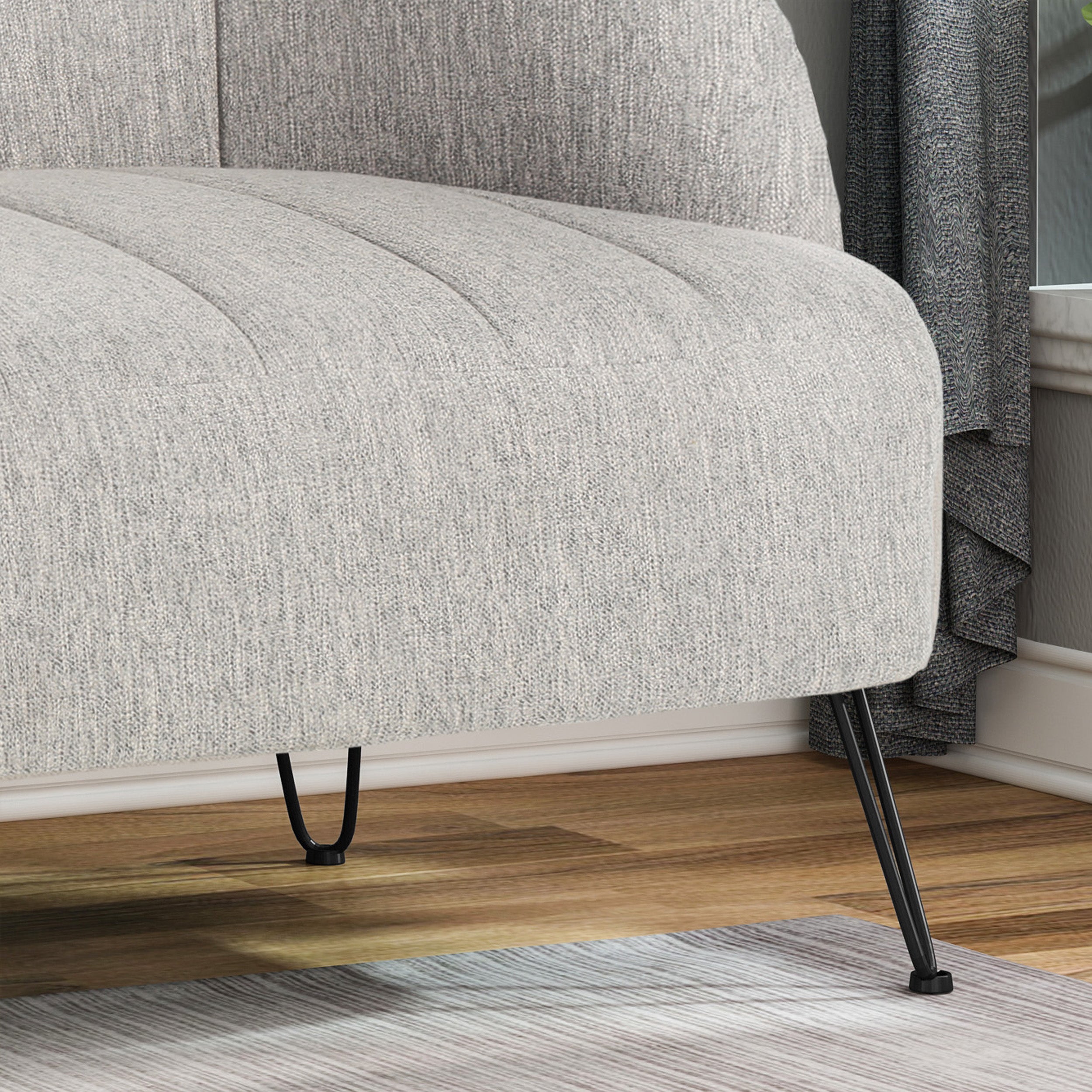 Kyra Modern Fabric Settee with Hairpin Legs