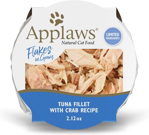 Applaws Tuna Fillet w/Crab Recipe in Gravy Limited Ingredient Cat Food Pots， 2.12-oz pot， case of 18