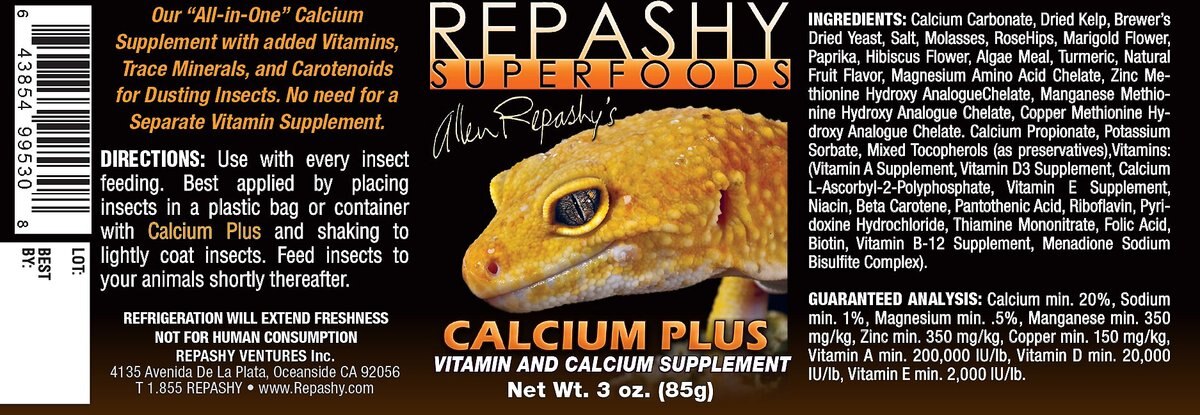 Repashy Superfoods Calcium Plus Reptile Supplement， 3-oz bottle