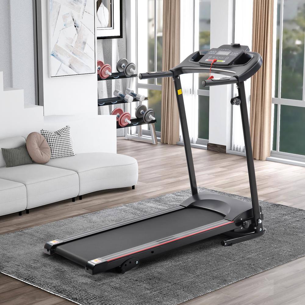 Tidoin 2.5 HP Black Stainless Steel Folable Electric Treadmill with Bluetooth Music 5 in. LCD Display and Heart Rate Sensor SHU-YDW2-107