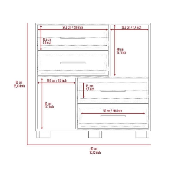 Minimalist Style 4-Drawers 2 Open Shelves Dresser Chests， Modern Storage Dressers Organizer for Living Room， Bedroom， Hallway - - 37828167