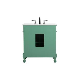 Simply Living 32 in. W x 21 in. D x 36 in. H Bath Vanity in Vintage Mint with White And Brown Vein Marble Top SL30396VM