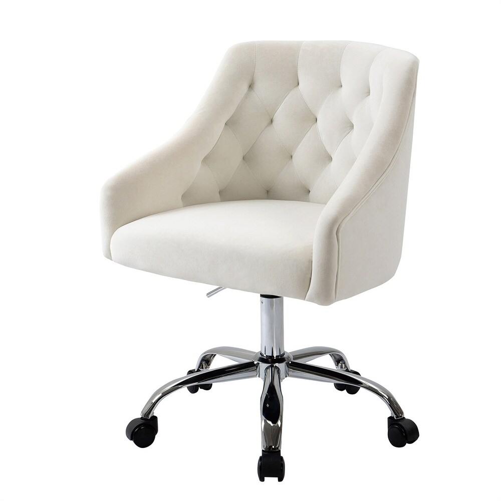 Velvet Office Chair Height Adjustable Swivel Upholstered Chair Wheels