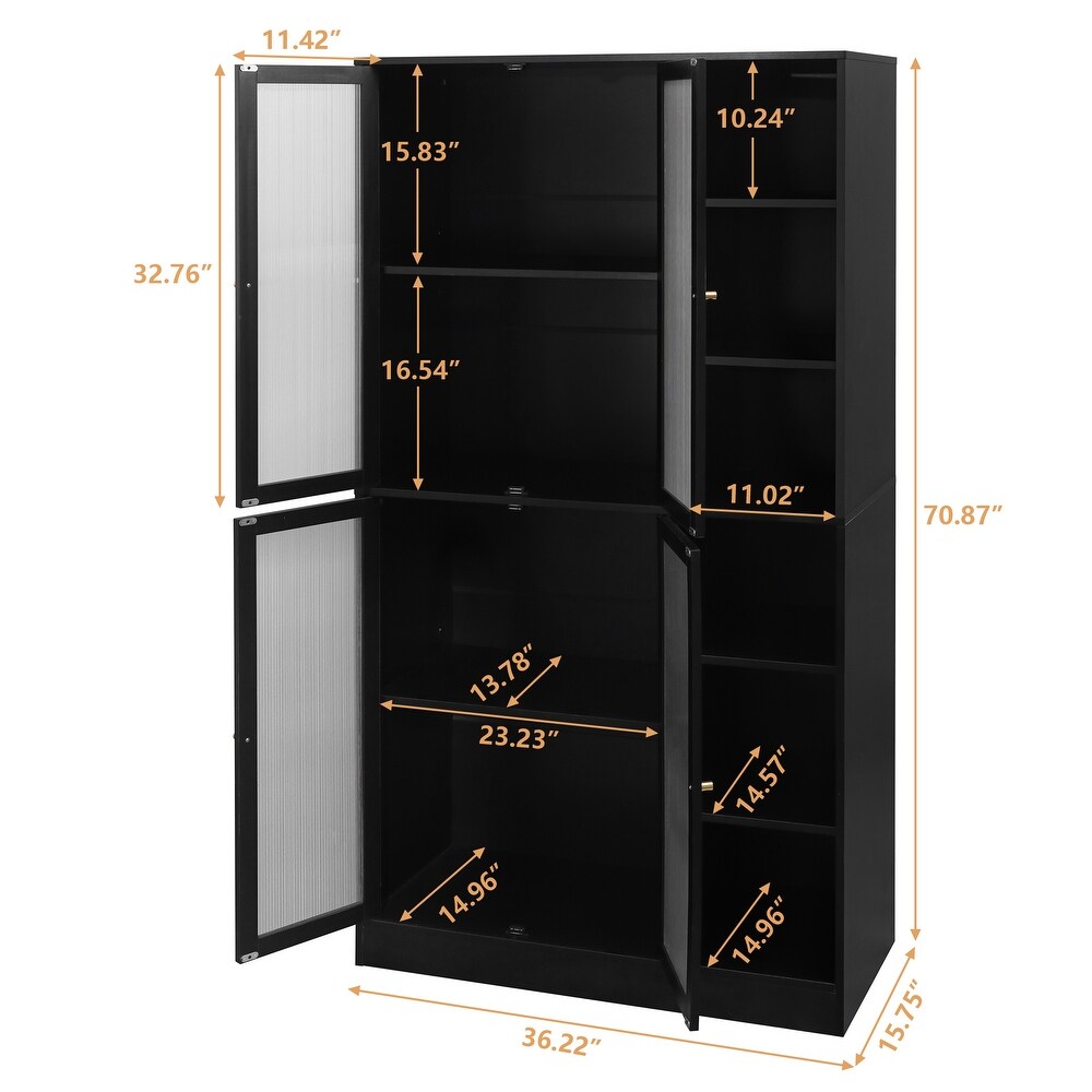 Tall Kitchen Pantry Cabinet with Doors and Adjustable Shelves