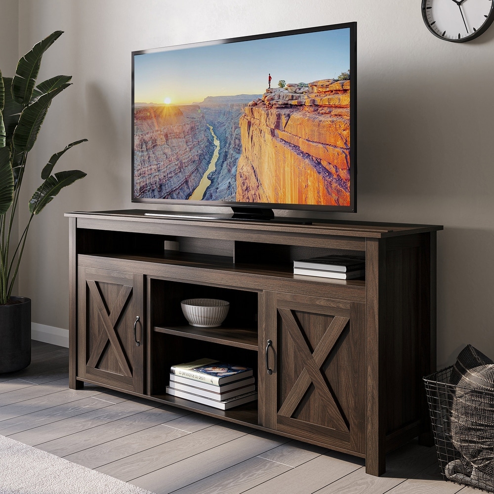 BELLEZE Corin Barn Door Wood TV Stand for TVs up to 65\