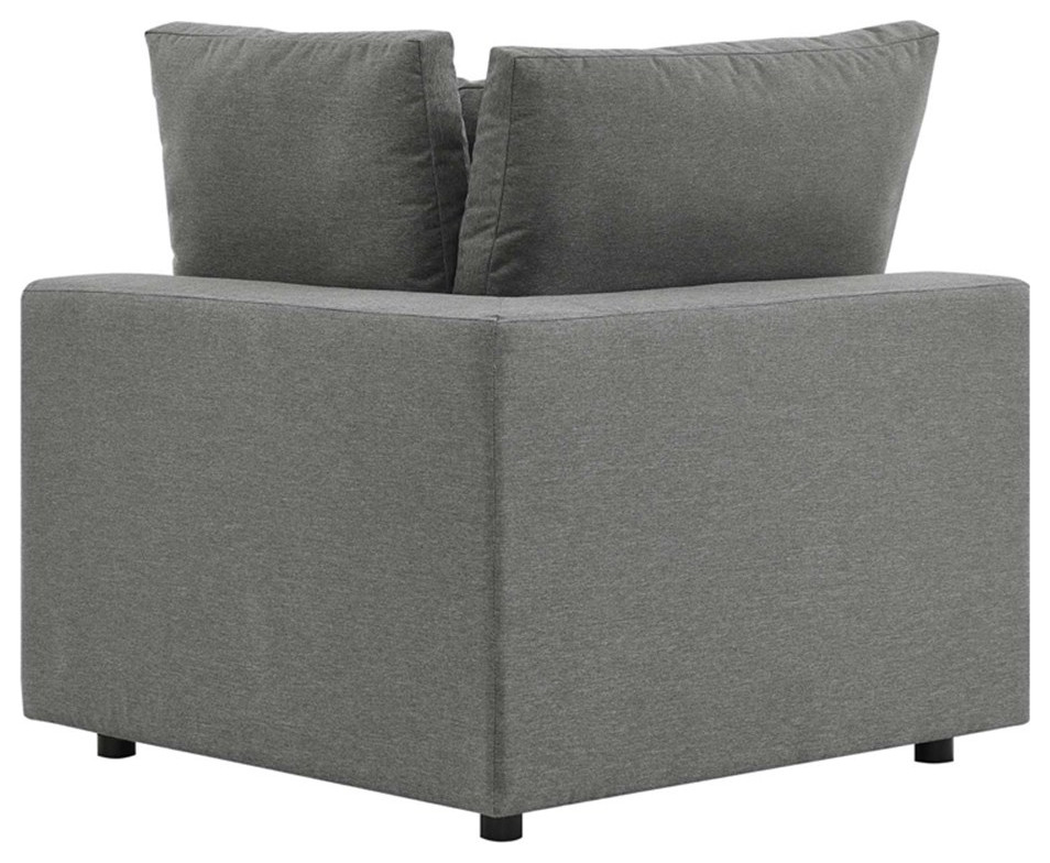 Modway Commix Modern Fabric Overstuffed Outdoor Patio Corner Chair in Charcoal   Transitional   Outdoor Lounge Chairs   by ShopFreely  Houzz