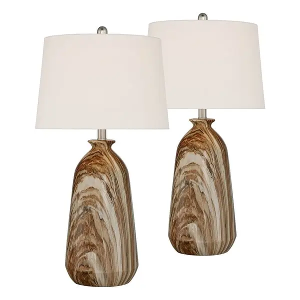 Set of 2 Modern Rustic Table Lamps Swirling Brown - 15