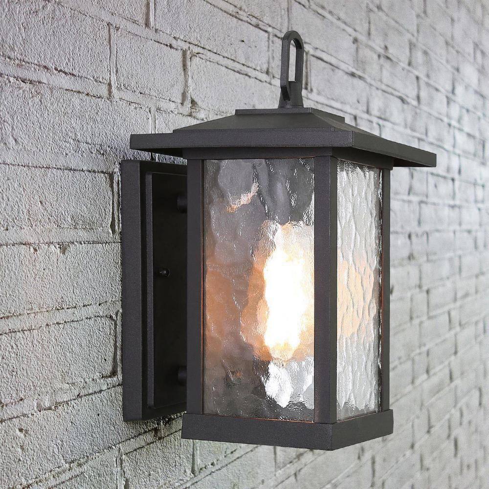 LNC Modern Black Outdoor Wall Sconce Farmhouse Lantern Coach Light with Waterglass Shade 1-Light Porch Patio Deck Lighting ZMI7N2HD13501F6