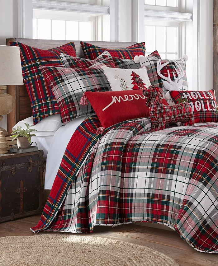 Levtex Spencer Red Plaid Quilted 2-Pc. Sham Set， Standard