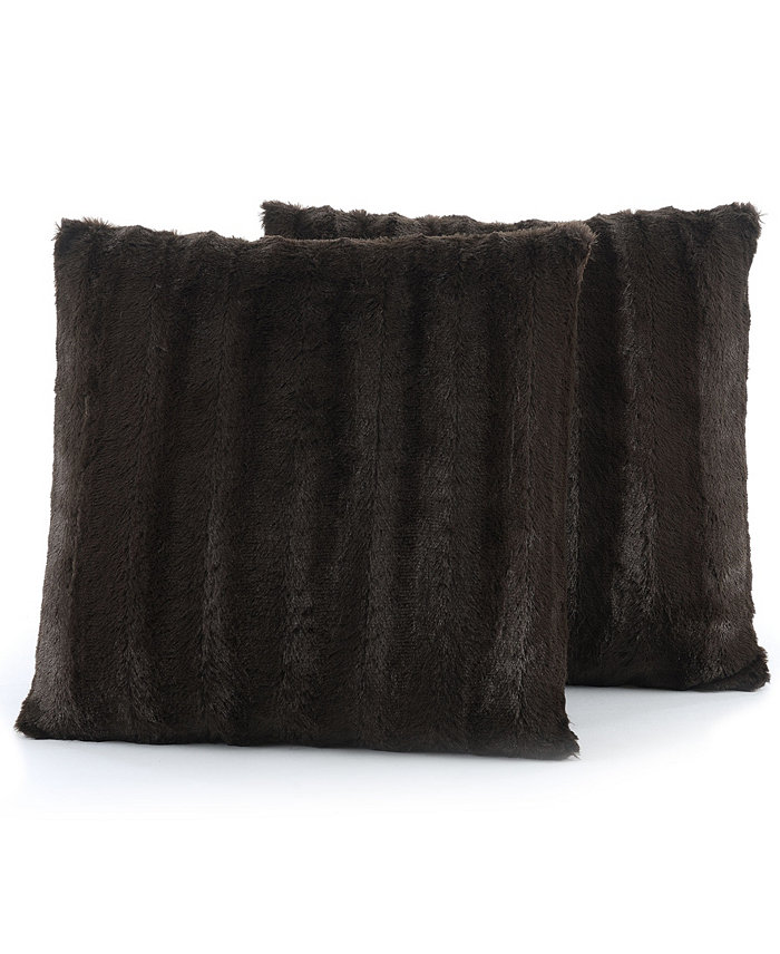 Cheer Collection Plush Reversible Faux Fur 2-Pack Decorative Pillow， 24