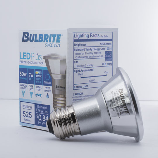 Bulbrite Led Par20 Medium Screw (E26) 7W Dimmable ...