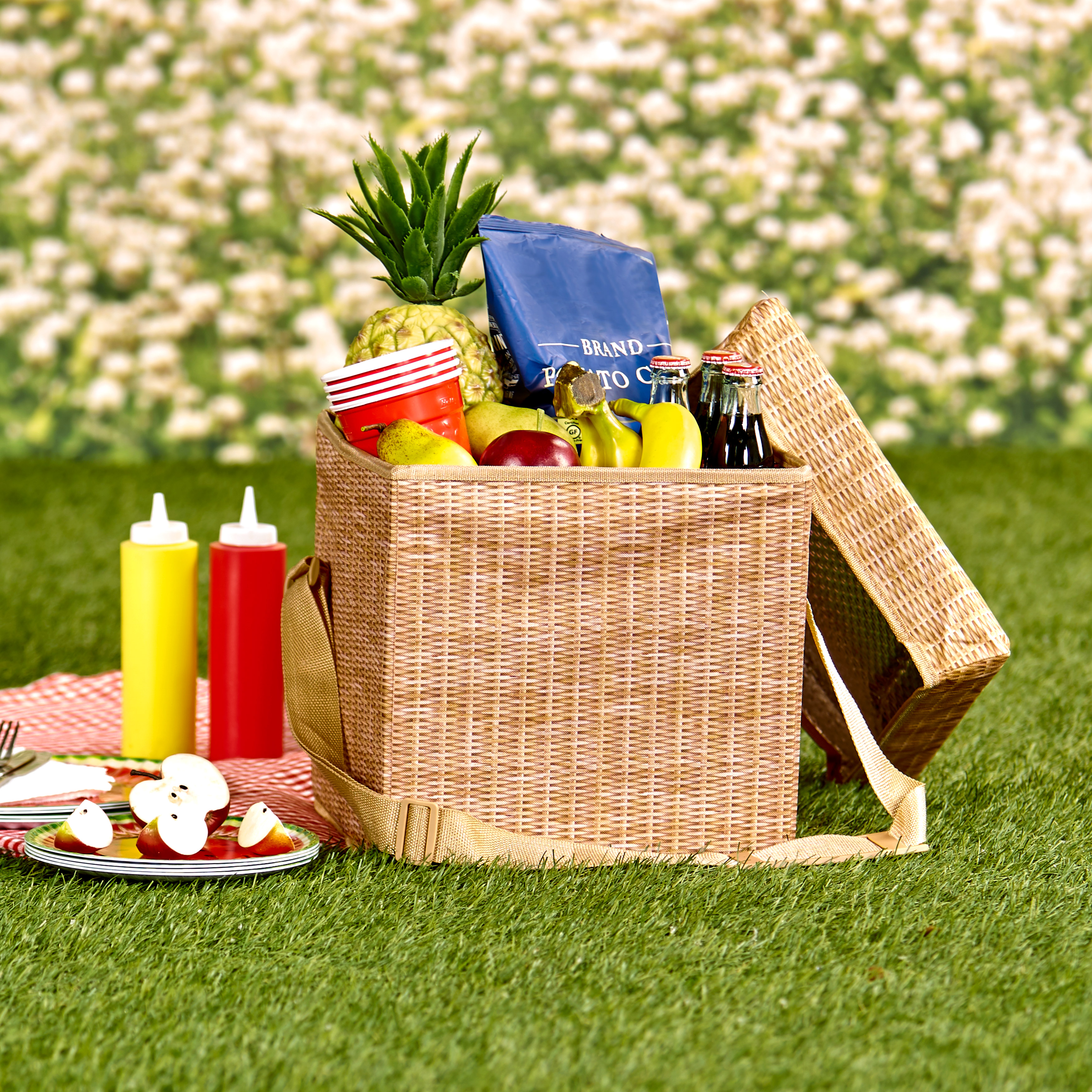 Wicker Picnic Cooler Seat-Wicker Cooler Seat