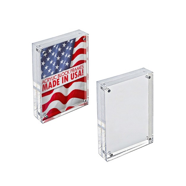 Azar Displays Clear Acrylic Magnetic Photo Block Frame Set With Two 4x6 Size Frames