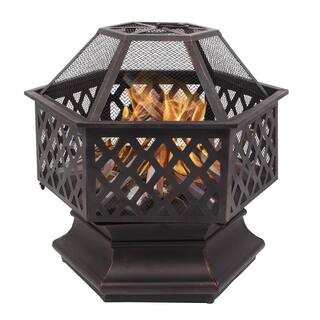 22 in. W x 22.6 in. H Outdoor Hexagonal Iron Wood Burning Cupreous Fire Pit LPF-06542003