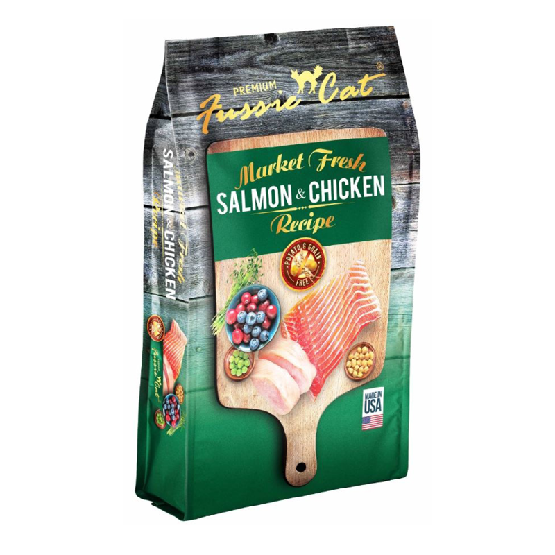 Fussie Cat Market Fresh Grain Free Salmon and Chicken Recipe Dry Cat F